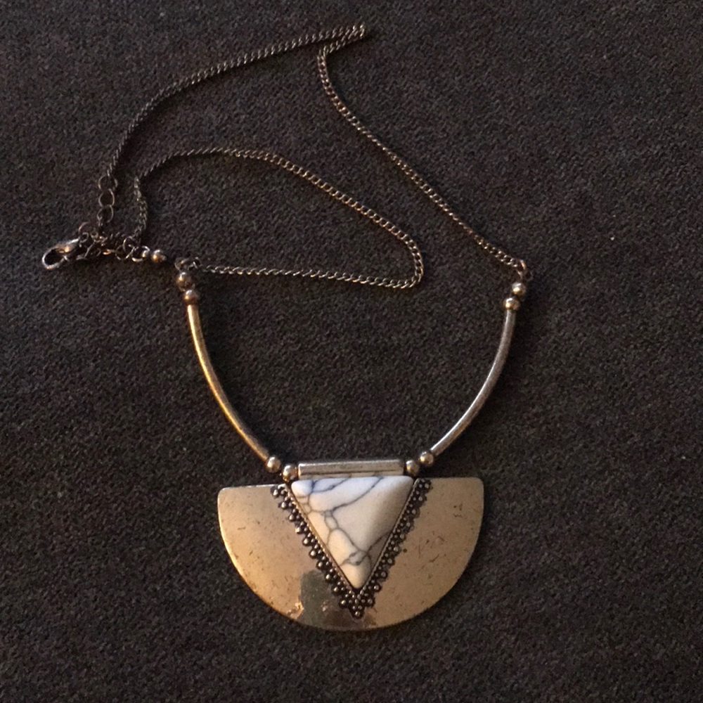 Distressed gold and faux marble necklace